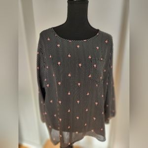 Black red flower blouse